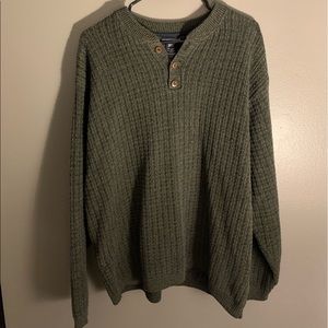dark green quarter button sweater